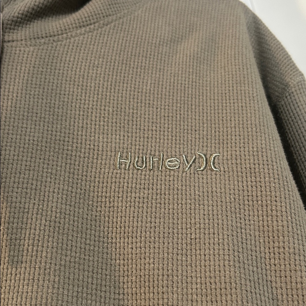 Hurley - Thermal Waffle Knit Men's Hoodie, Size XL - Olive Green - Picture 6 of 7
